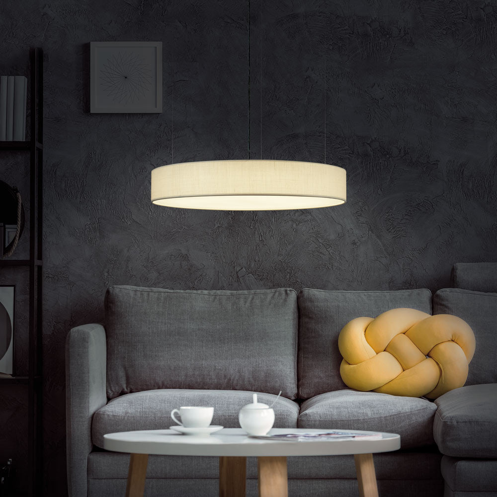 Slim LED Pendant Light in living room.