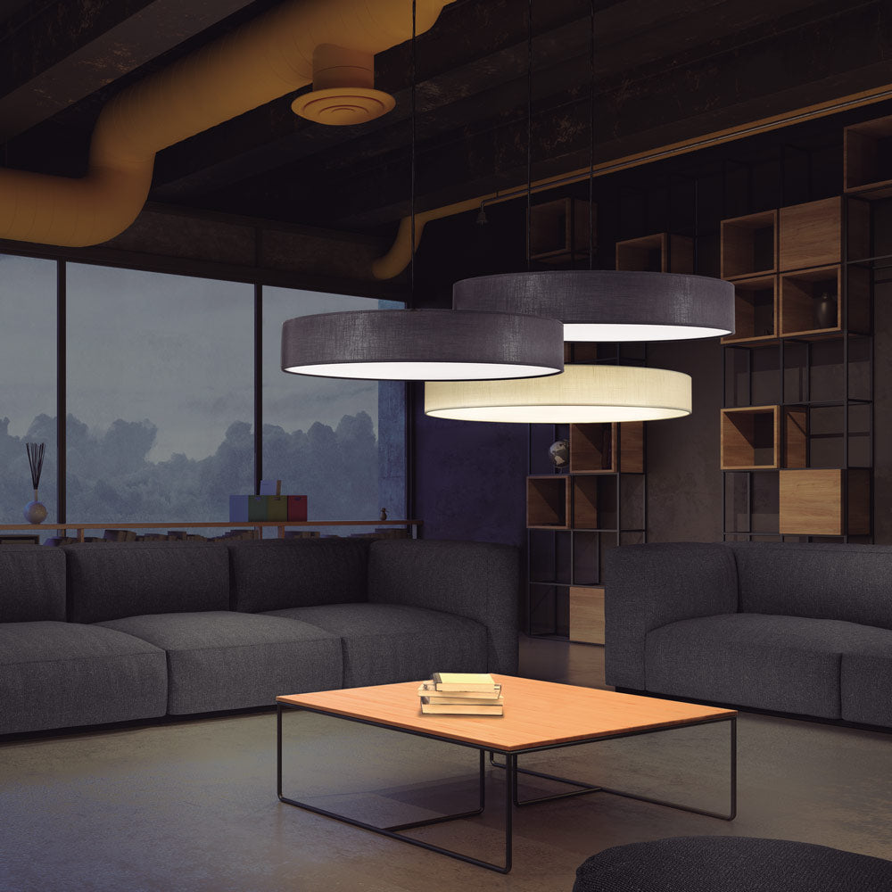Slim LED Pendant Light in living room.