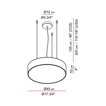 Slim LED Pendant Light - line drawing.