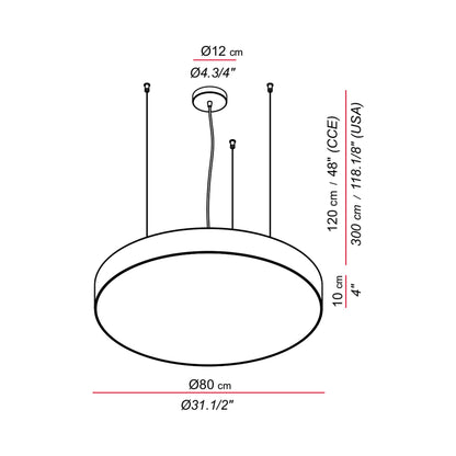 Slim LED Pendant Light - line drawing.