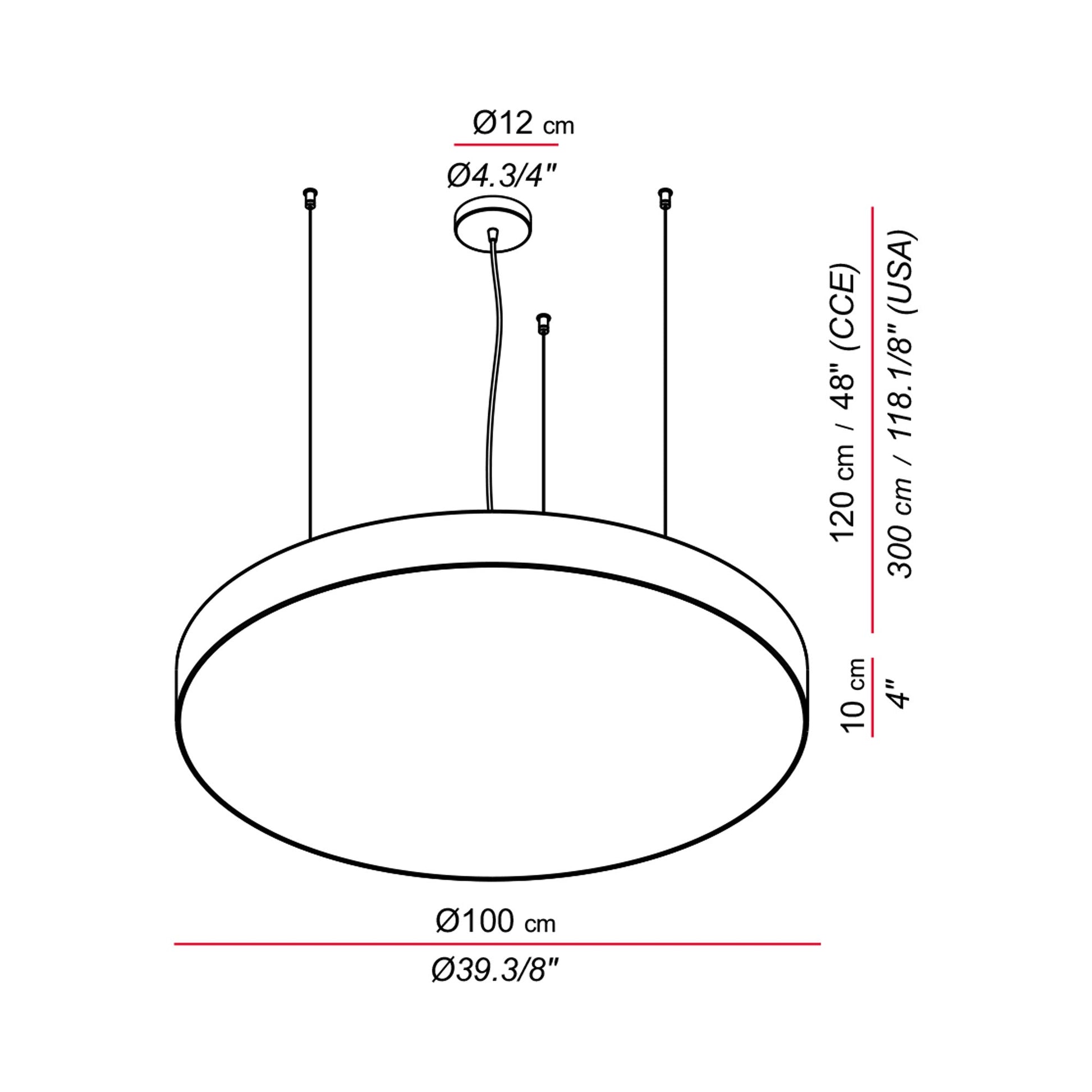 Slim LED Pendant Light - line drawing.