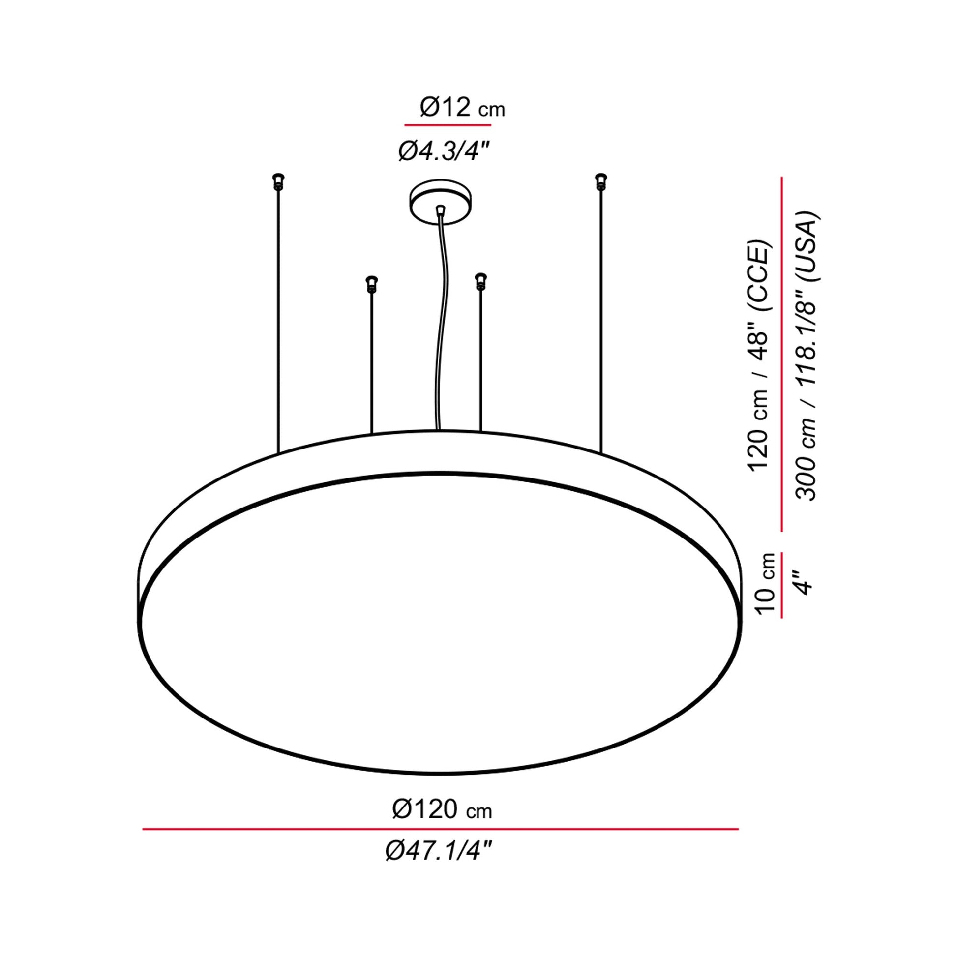 Slim LED Pendant Light - line drawing.