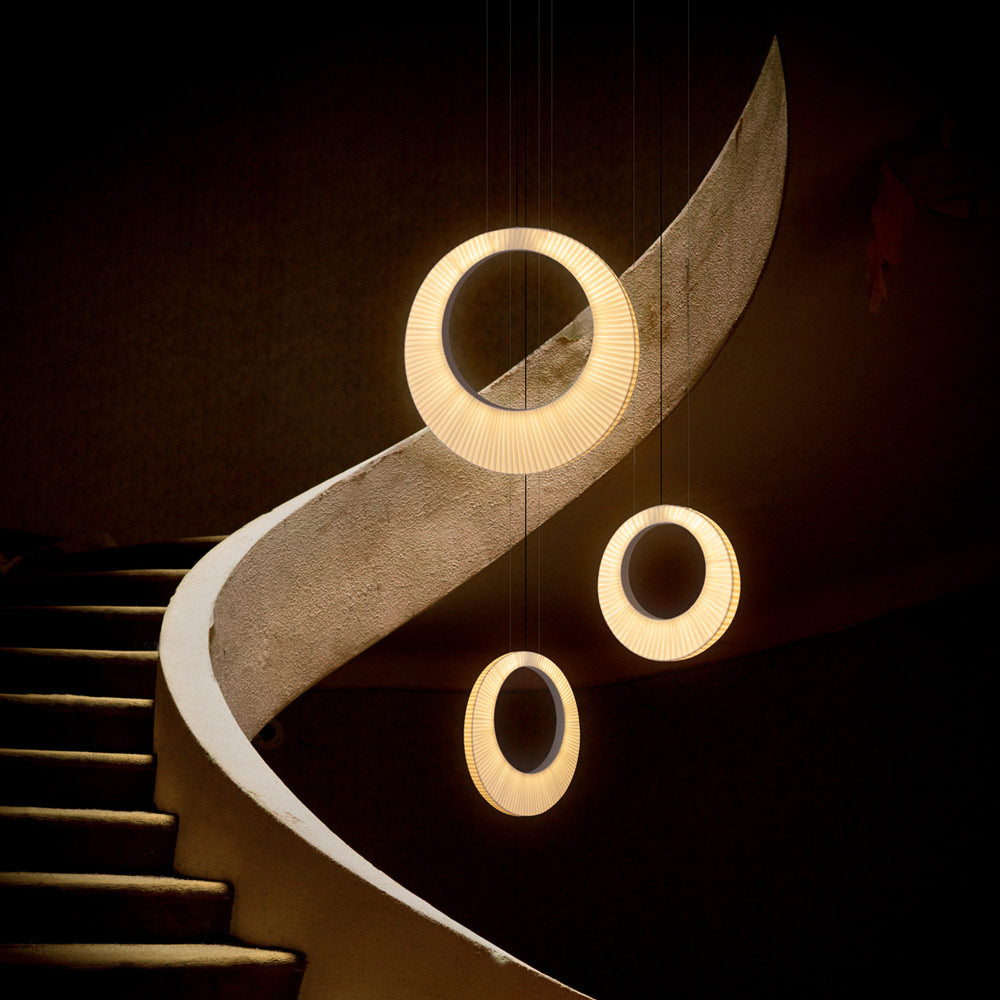 Sol-Ixent LED Pendant Light in stairway.