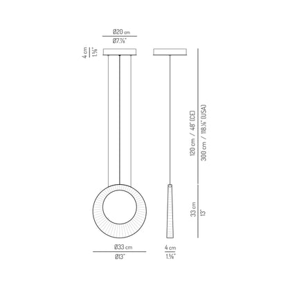 Sol-Ixent LED Pendant Light - line drawing.