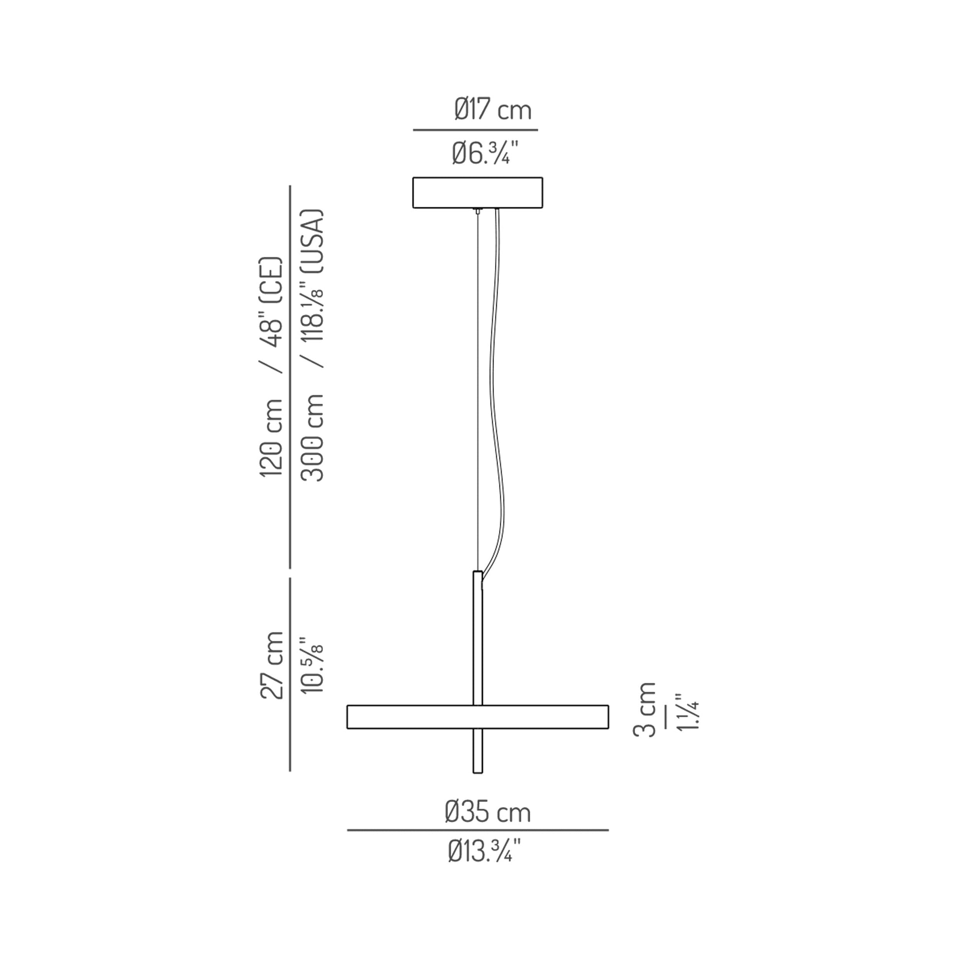 Spin LED Pendant Light - line drawing.