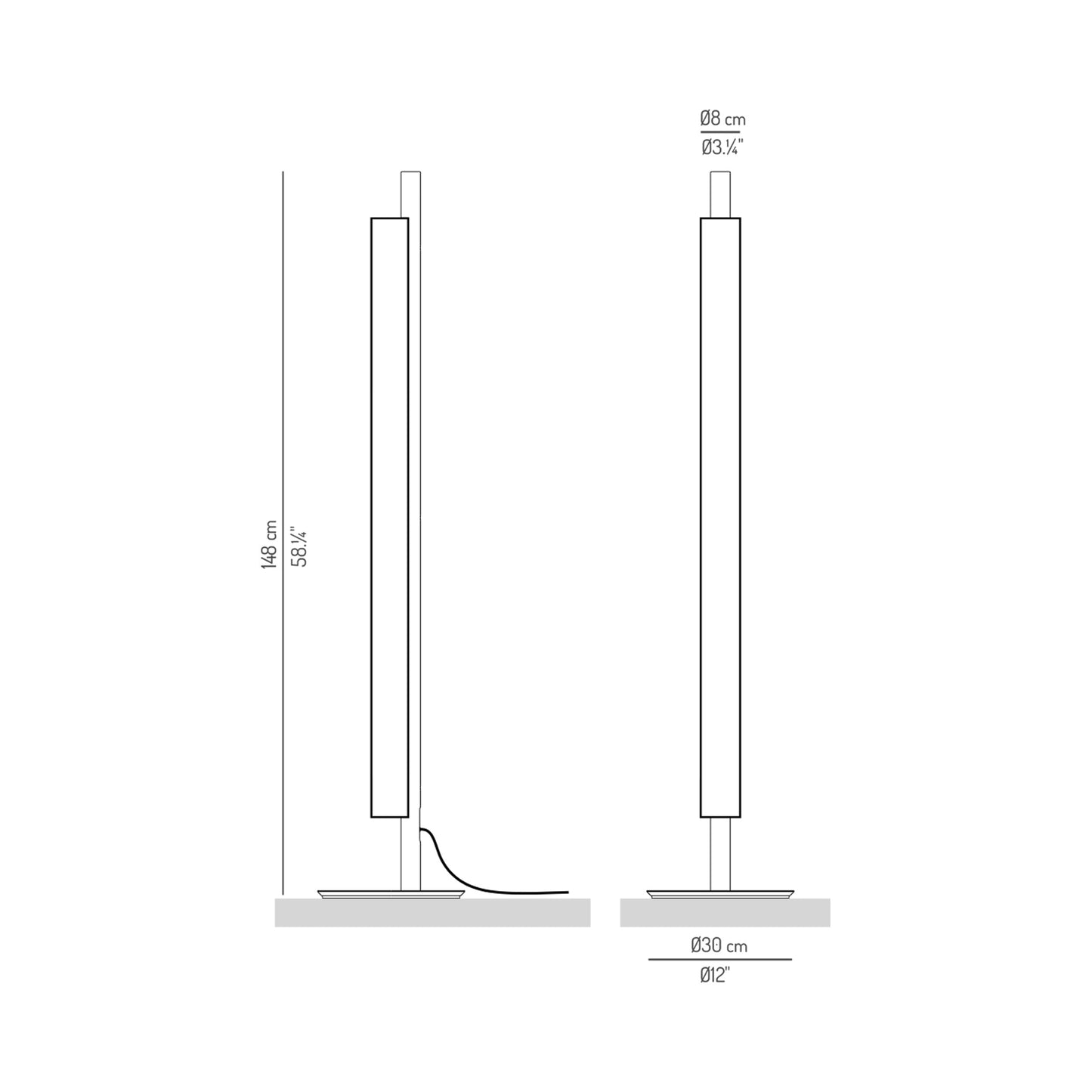 Stick LED Floor Lamp - line drawing.