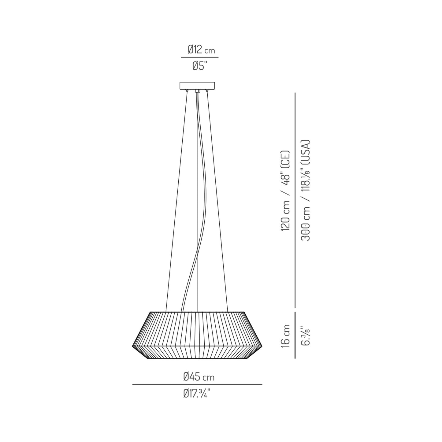 Sweet Outdoor LED Pendant Light - line drawing.