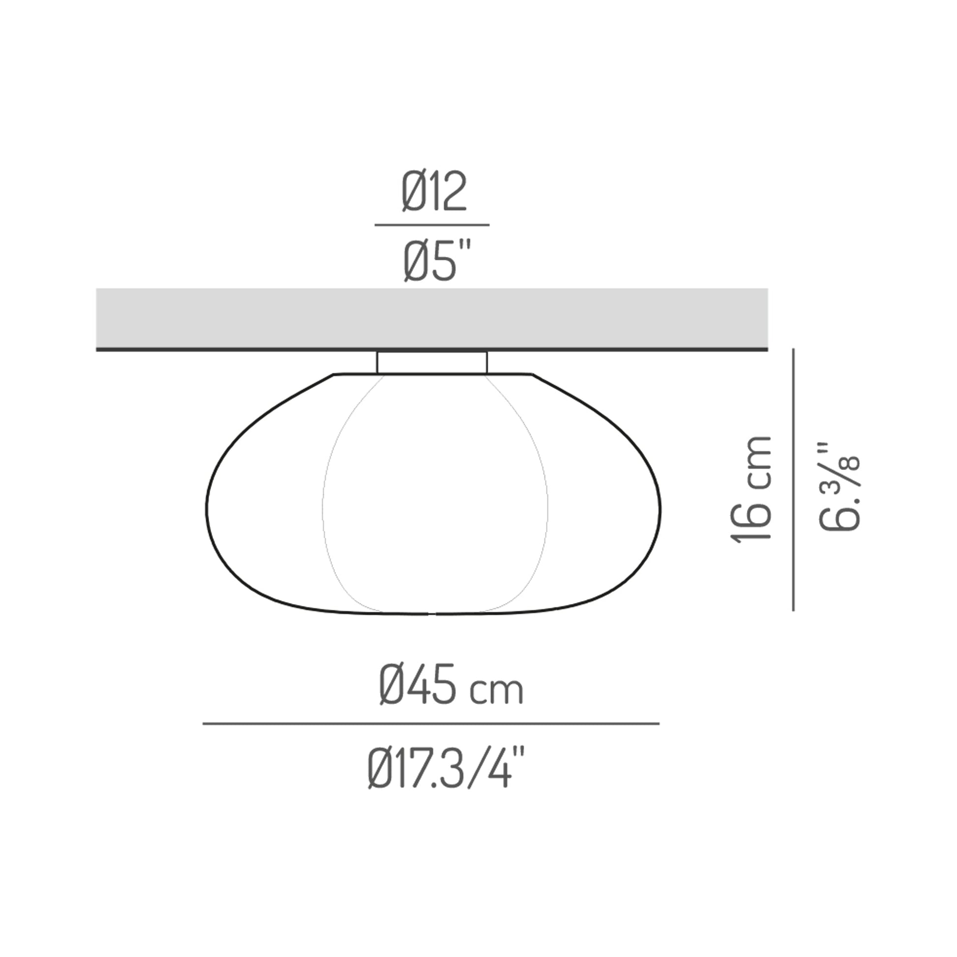 Swell Flush Mount Ceiling Light - line drawing.