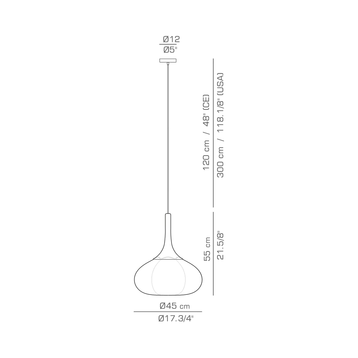 Swell Pendant Light - line drawing.