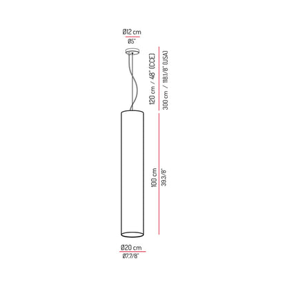 Tubs Long Pendant Light - line drawing.