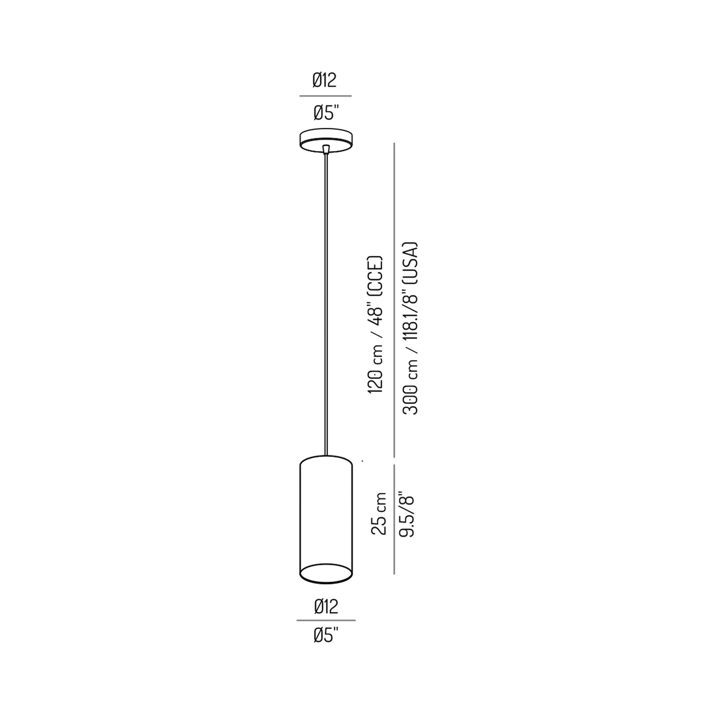 Tubs Pendant Light - line drawing.