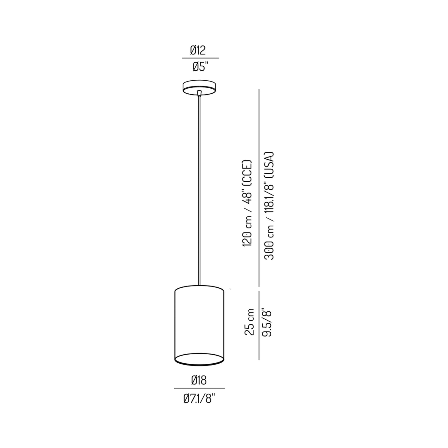 Tubs Pendant Light - line drawing.