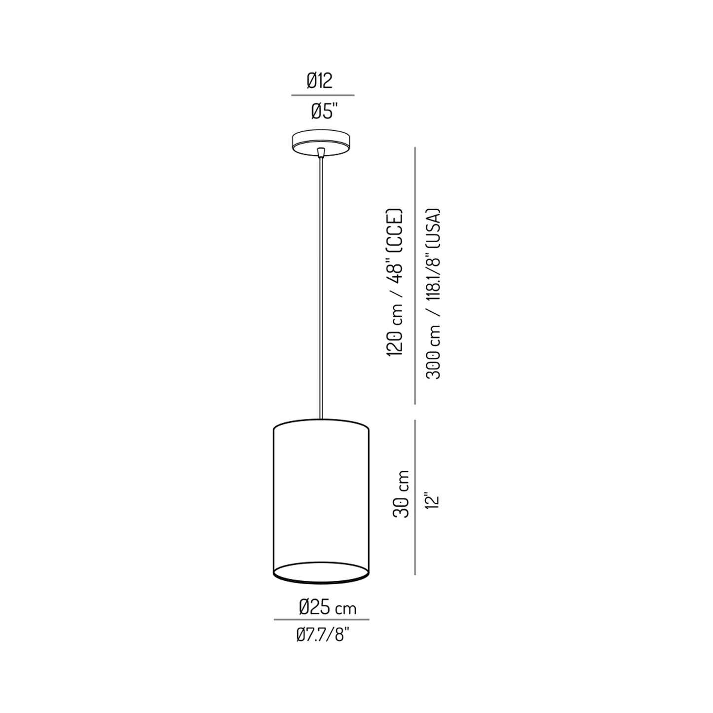 Tubs Pendant Light - line drawing.