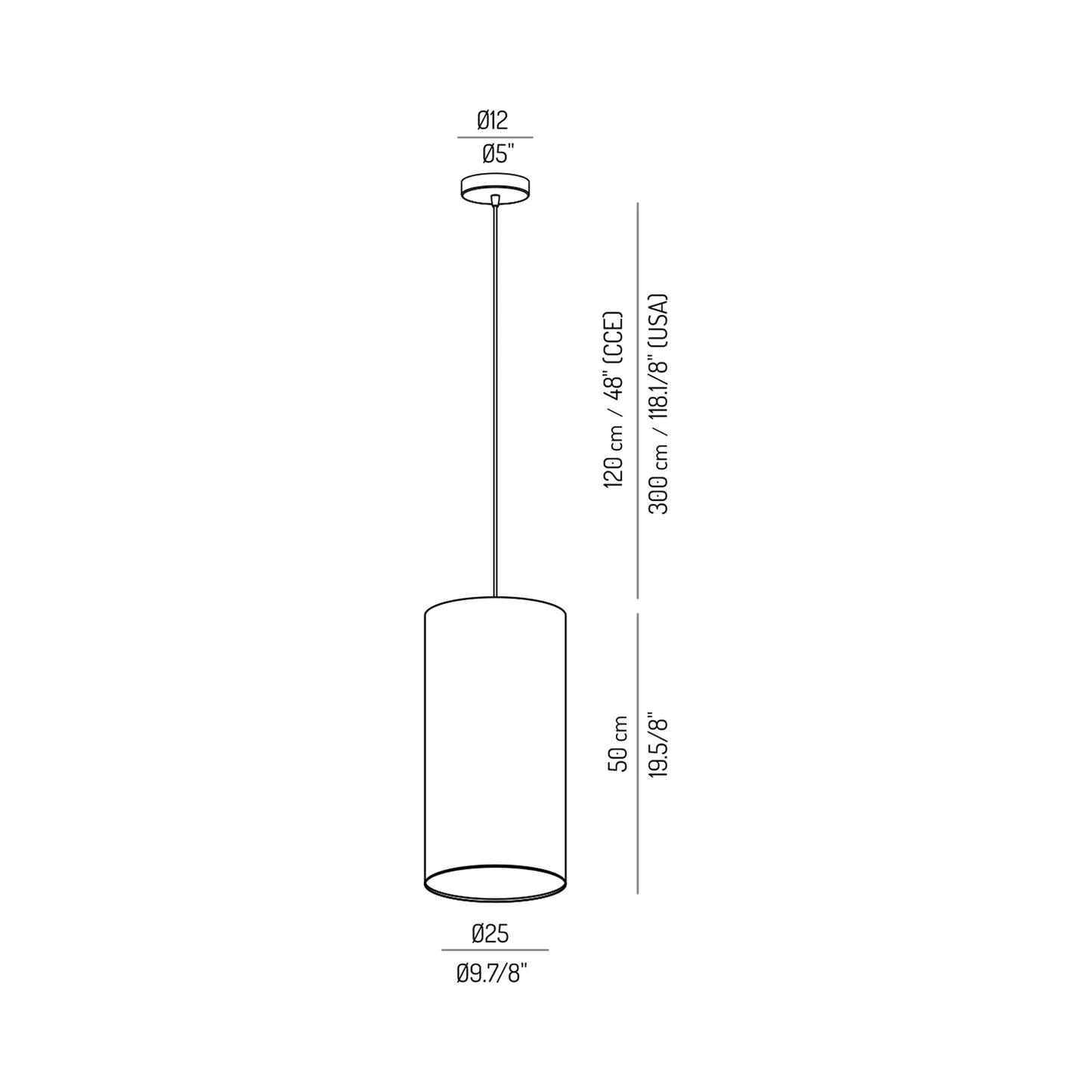 Tubs Pendant Light - line drawing.