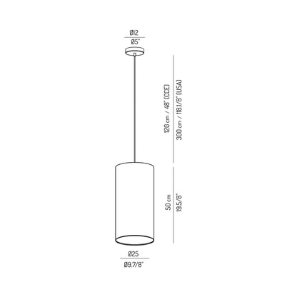 Tubs Pendant Light - line drawing.