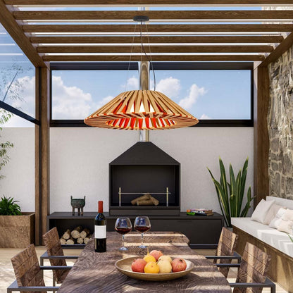 Zig-Zag Outdoor LED Pendant Light in Outside Area.