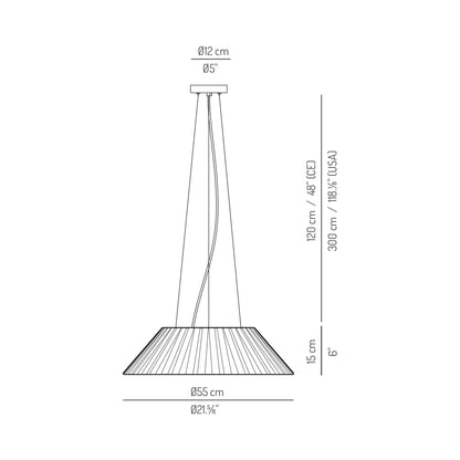 Zig-Zag Outdoor LED Pendant Light - line drawing.