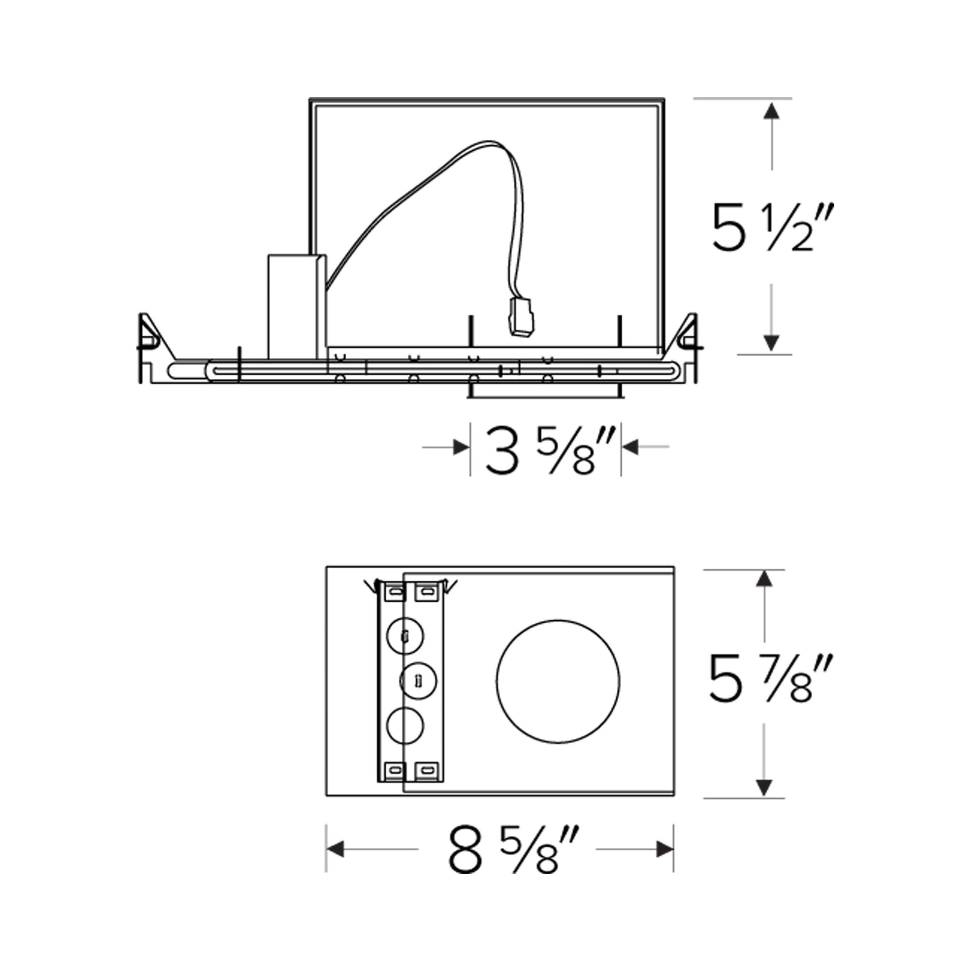 3" Max. Adjustability IC Airtight New Construction Housing - line drawing.