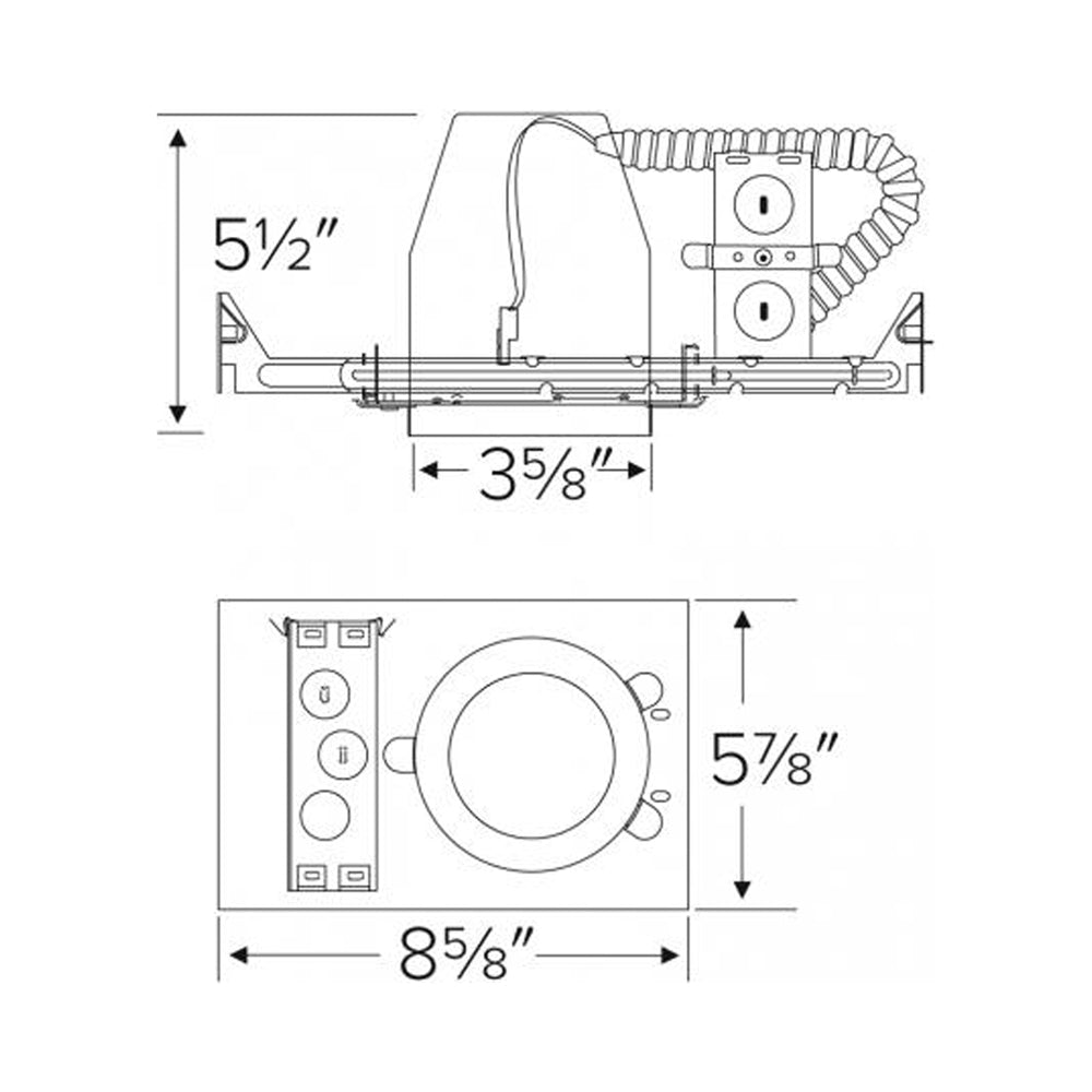 3" New Construction Dedicated LED IC Airtight Housing - line drawing.