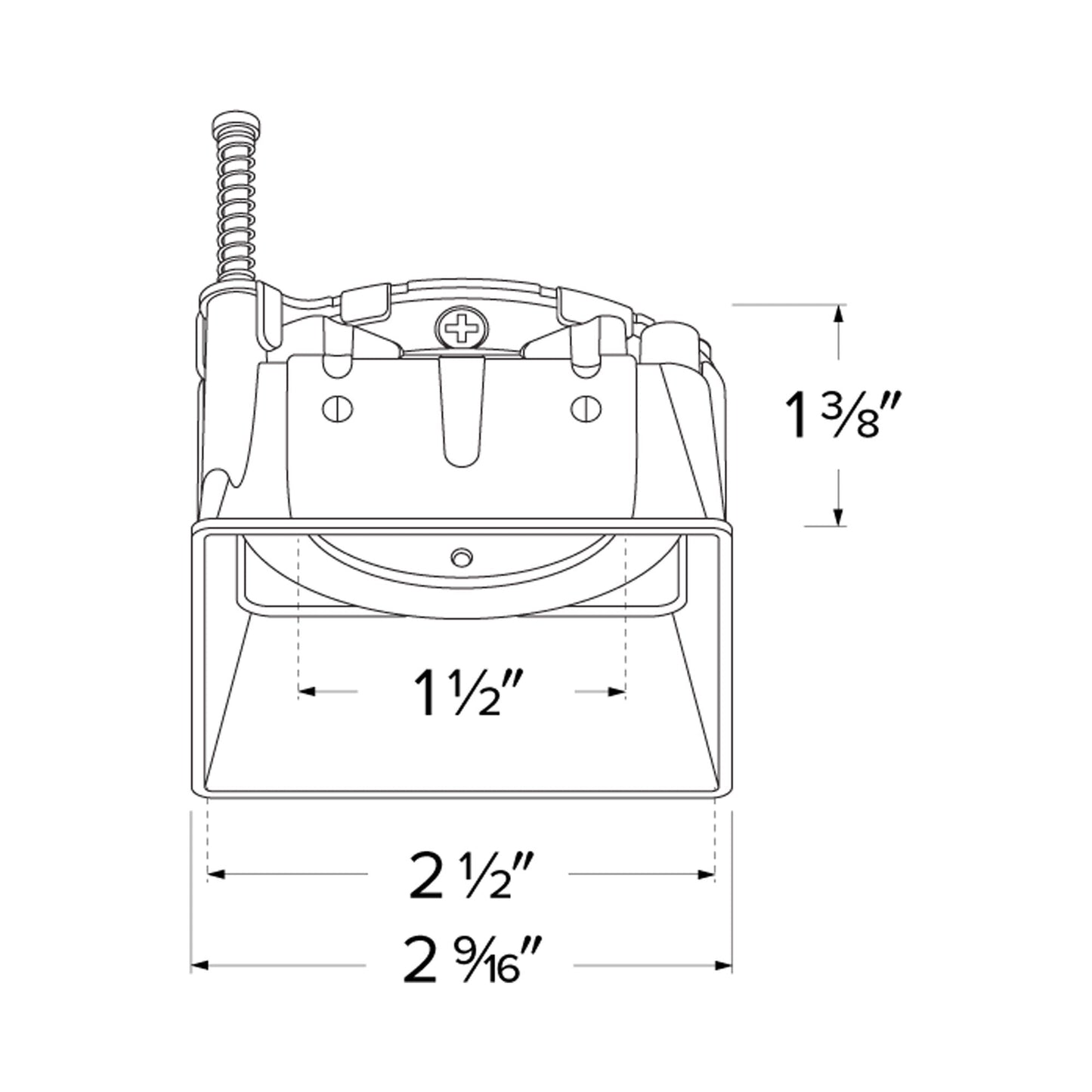 3" Square Trimless Spackle Frame - line drawing.