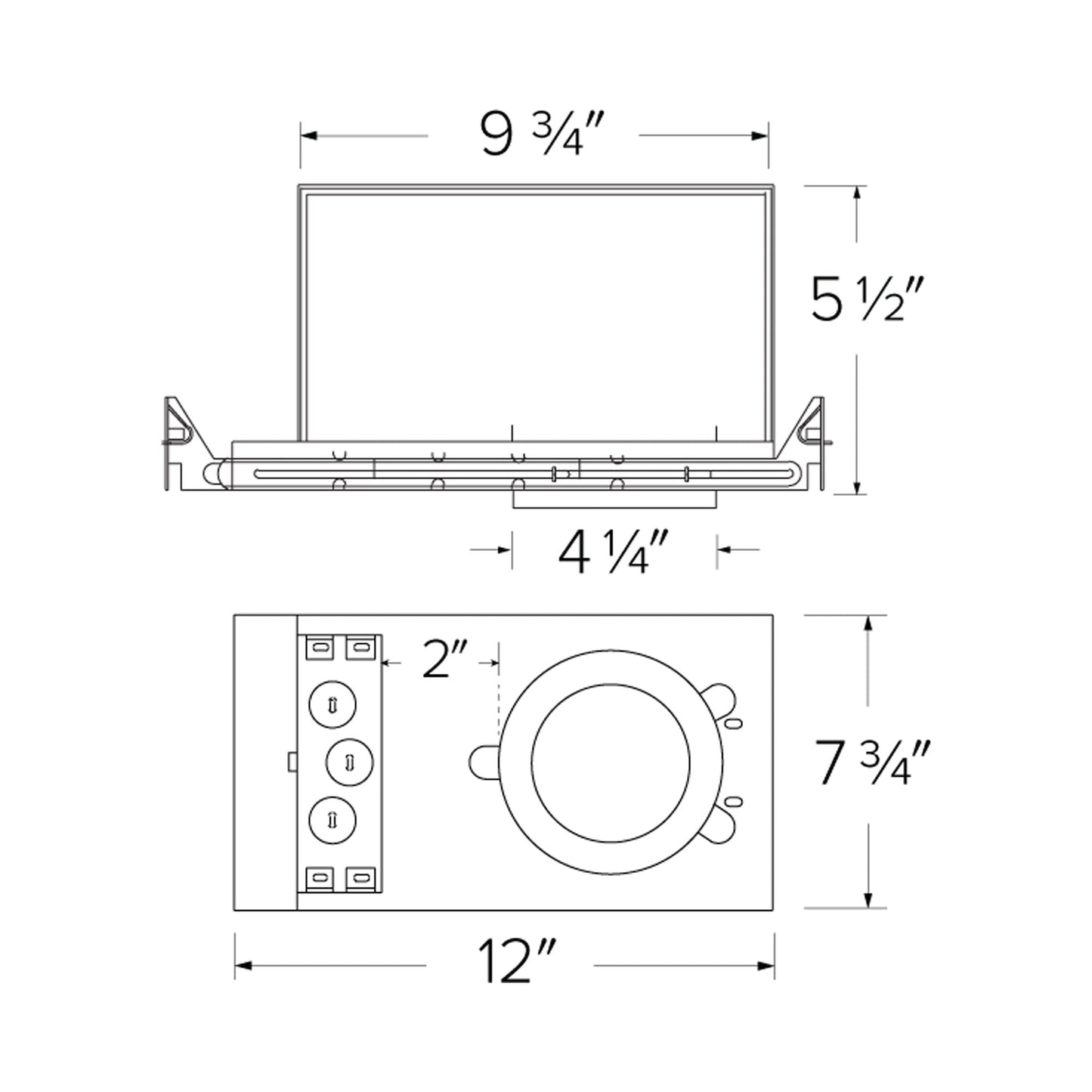 4" Dedicated LED IC Airtight New Construction R60 and Chicago Plenum Housing - line drawing.