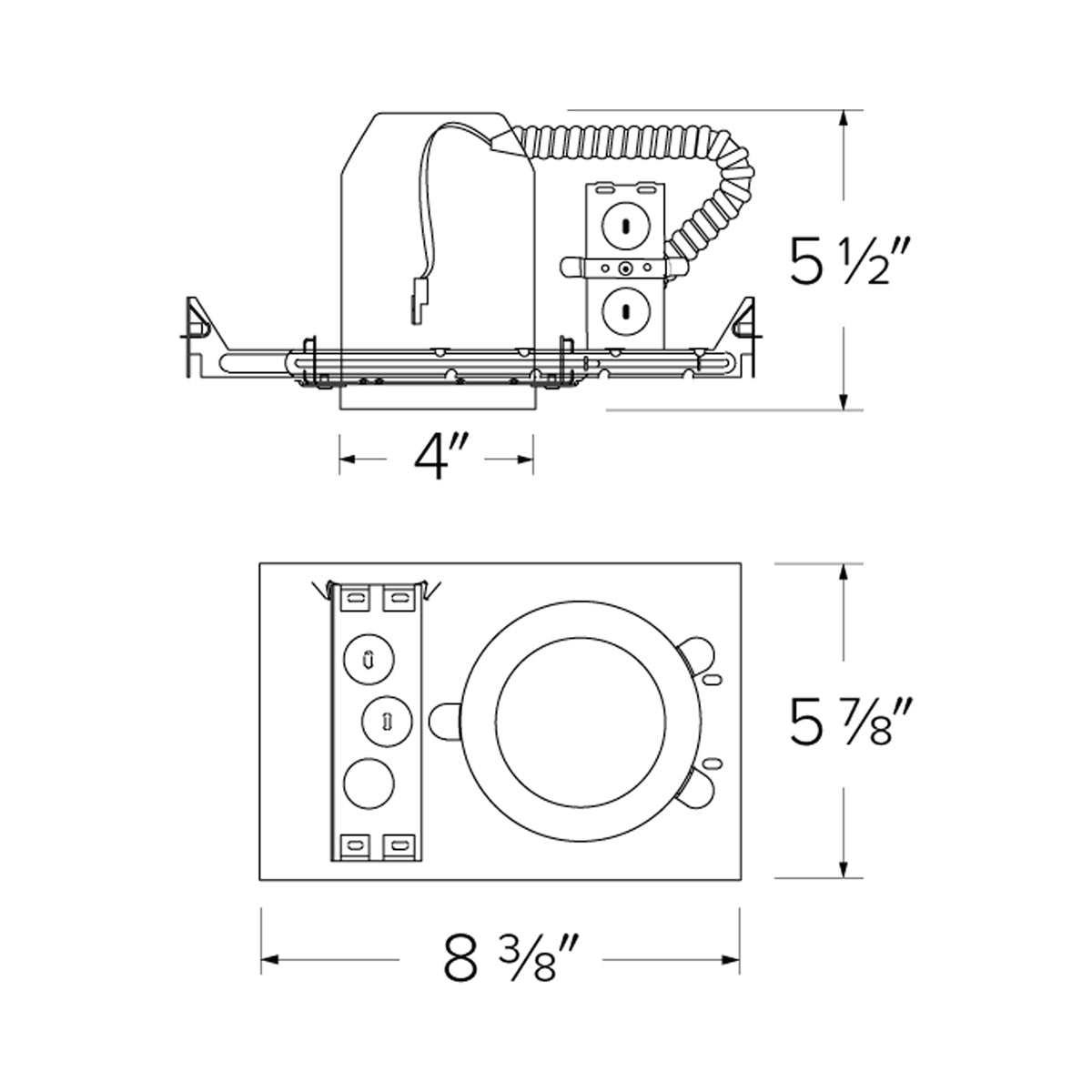 4" New Construction IC Airtight Housing - line drawing.