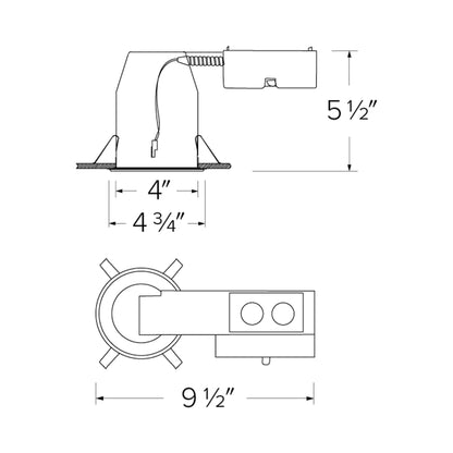 4" Remodel Dedicated LED IC Airtight Housing - line drawing.