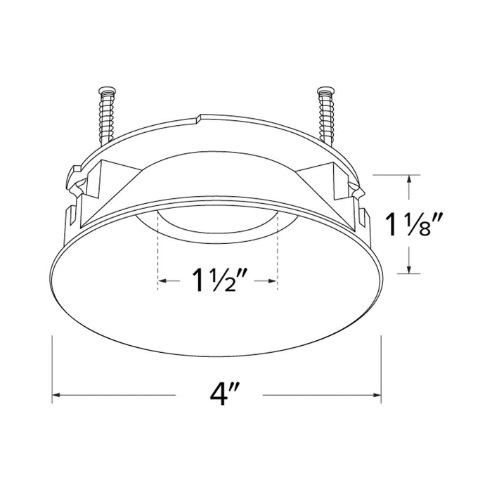 4" Round Trimless Spackle Frame - line drawing.