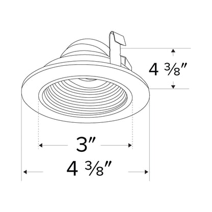 Pex™ 3" Round Adjustable Baffle - line drawing.