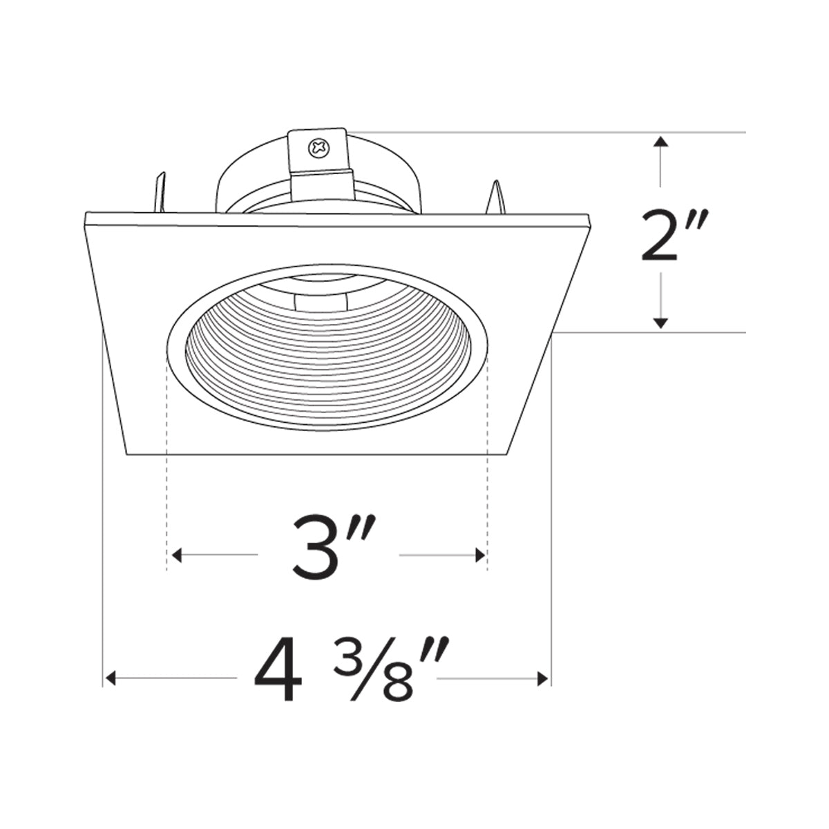 Pex™ 3" Square Adjustable Baffle - line drawing.