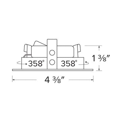 Pex™ 3" Square Adjustable Reflector - line drawing.