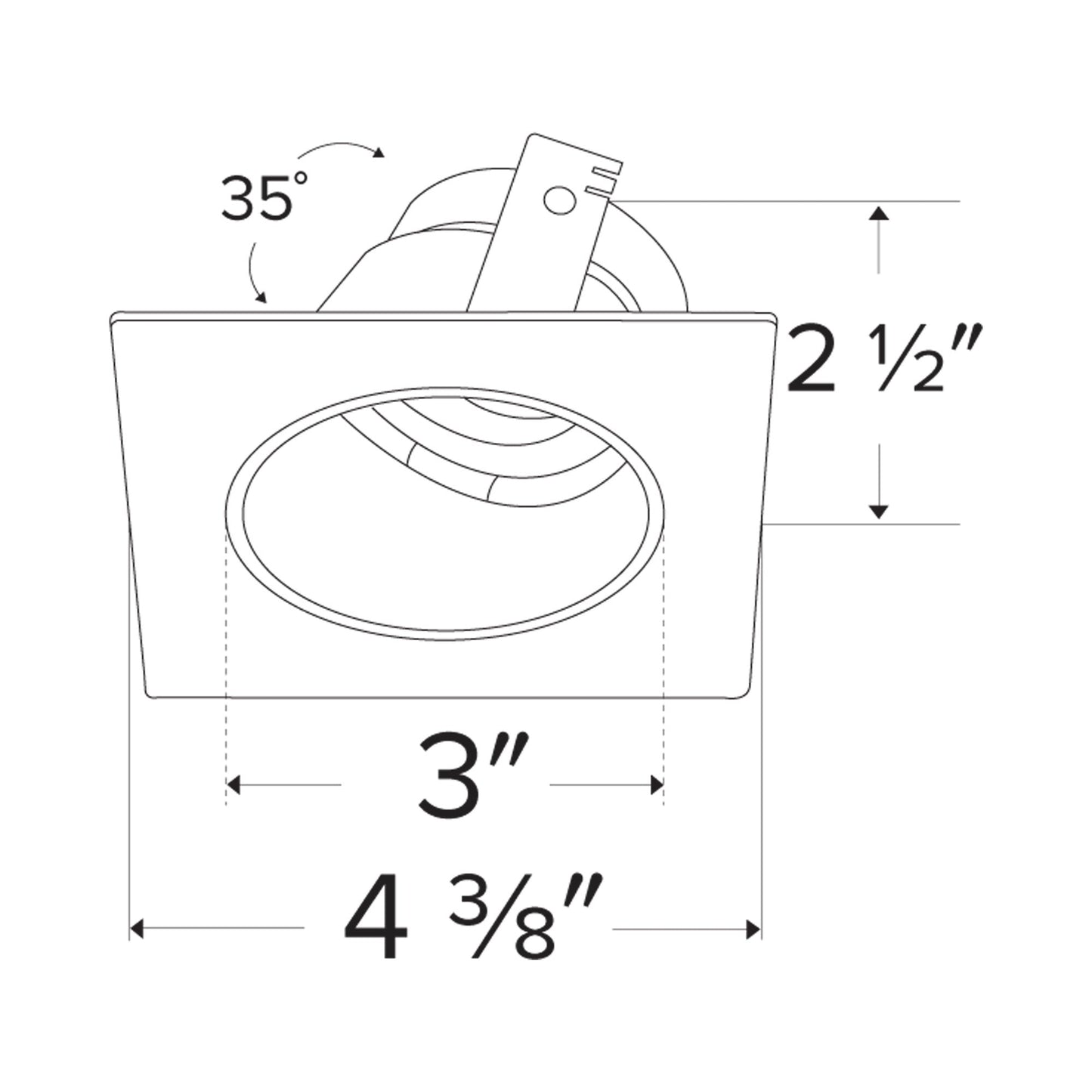 Pex™ 3" Square Adjustable Reflector Wall Wash - line drawing.