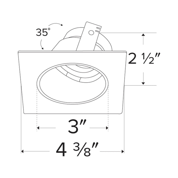 Pex™ 3" Square Adjustable Reflector Wall Wash - line drawing.