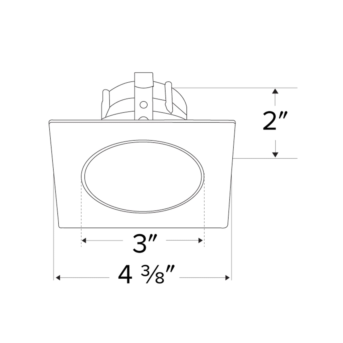 Pex™ 3" Square Deep Reflector - line drawing.