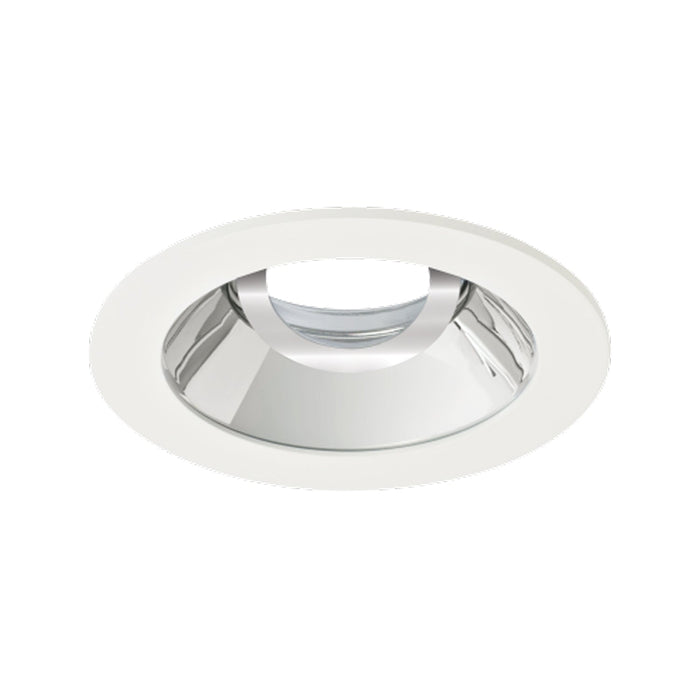 Pex™ 4" Round Adjustable Reflector in Chrome with White Trim (Clear Glass Lens).
