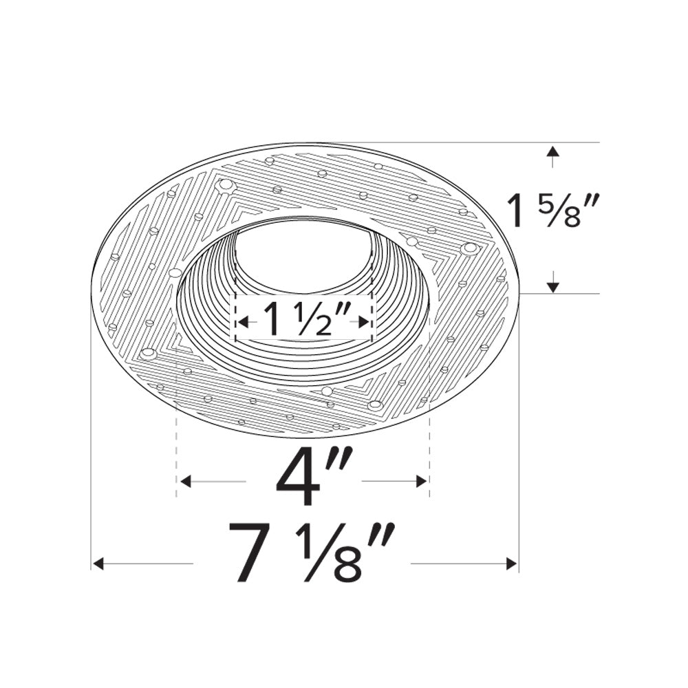 Pex™ 4" Round Trimless Adjustable Baffle Trim - line drawing.