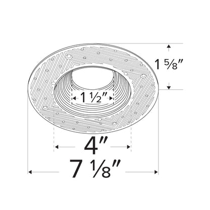 Pex™ 4" Round Trimless Adjustable Baffle Trim - line drawing.