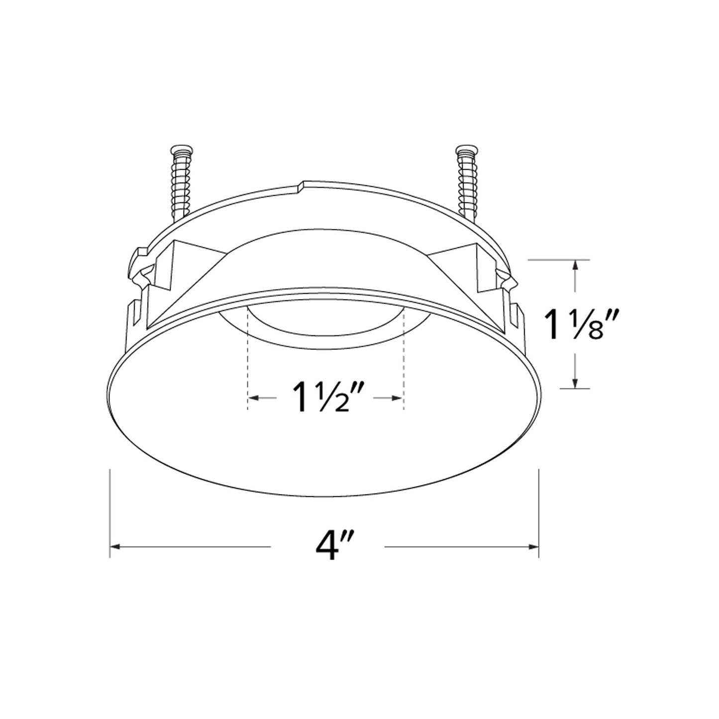 Pex™ 4" Round Trimless Smooth Reflector Trim - line drawing.