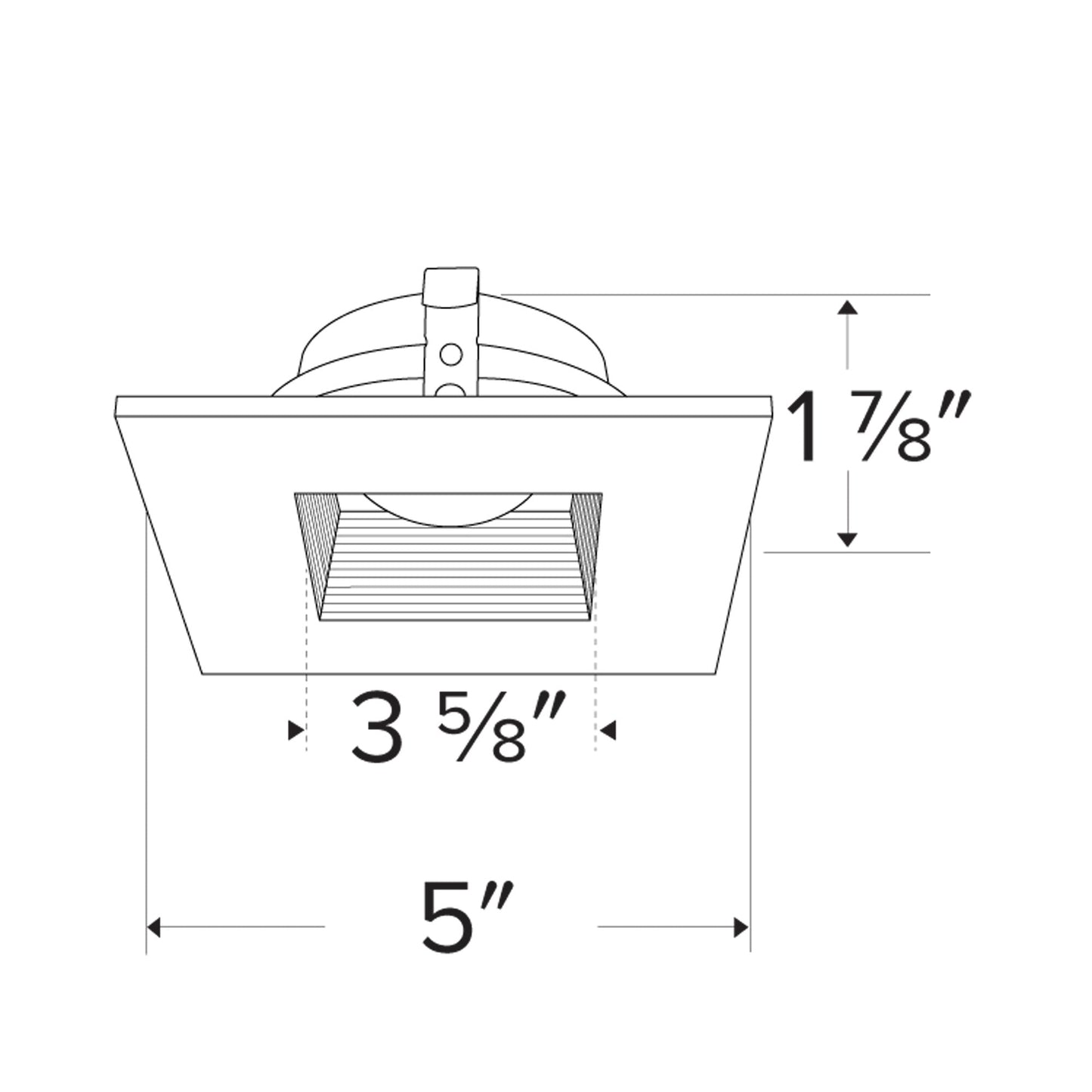 Pex™ 4" Square Adjustable Baffle - line drawing.