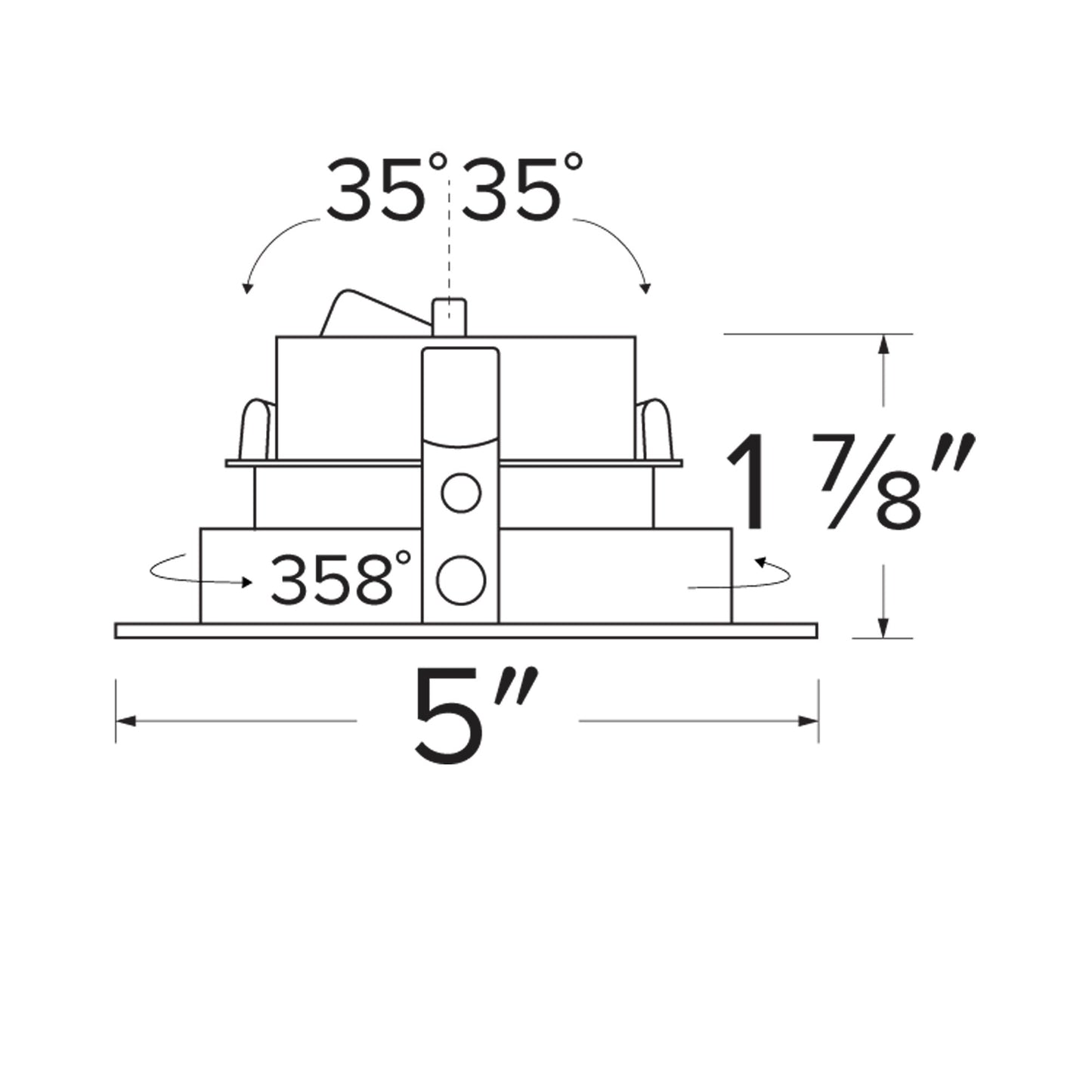 Pex™ 4" Square Adjustable Baffle - line drawing.