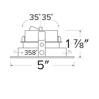 Pex™ 4" Square Adjustable Baffle - line drawing.