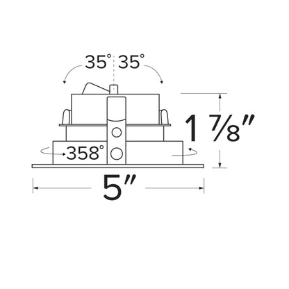 Pex™ 4" Square Adjustable Reflector - line drawing.