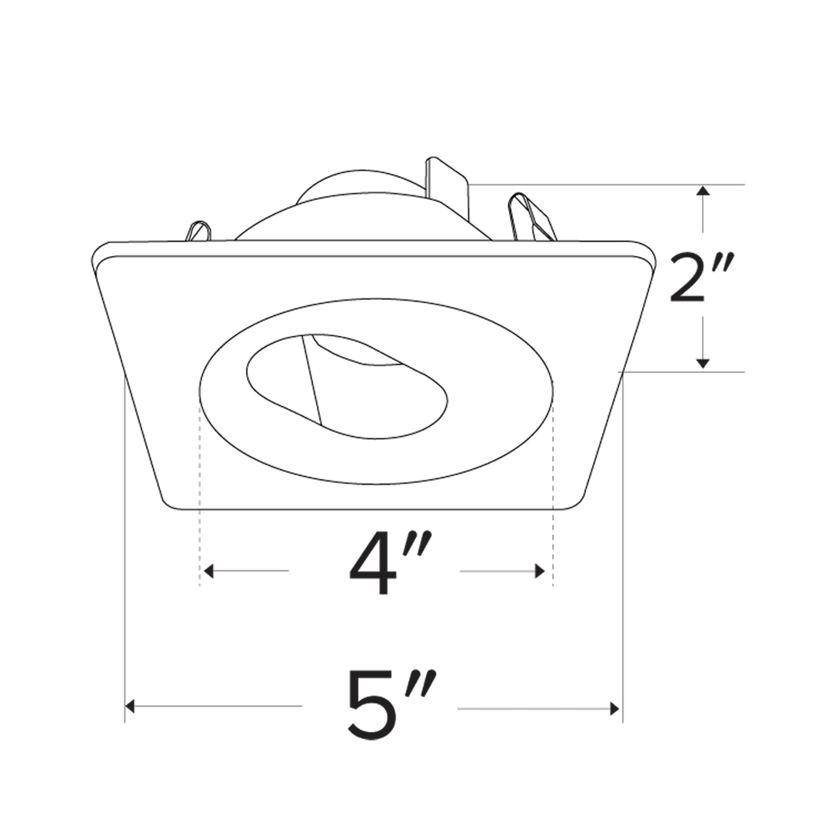 Pex™ 4" Square Adjustable Slot Rotatable Aperture Trim - line drawing.