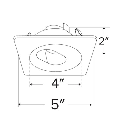 Pex™ 4" Square Adjustable Slot Rotatable Aperture Trim - line drawing.