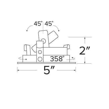 Pex™ 4" Square Adjustable Slot Rotatable Aperture Trim - line drawing.