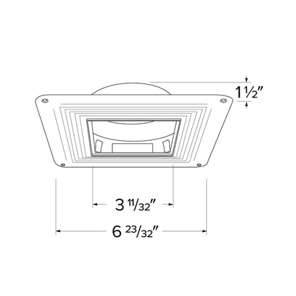 Pex™ 4" Square Adjustable Trimless Smooth Reflector Trim - line drawing.