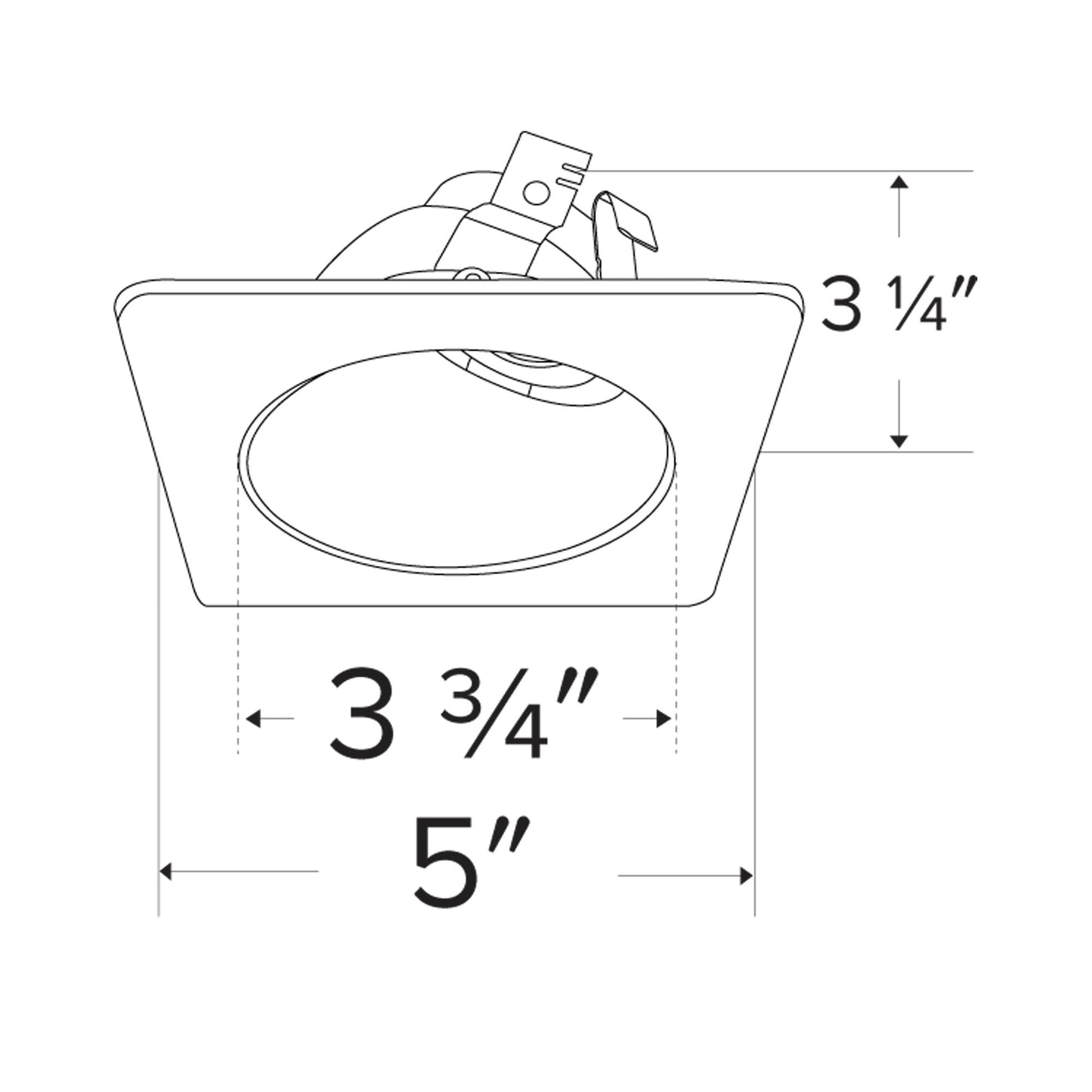 Pex™ 4" Square Adjustable Wall Wash - line drawing.