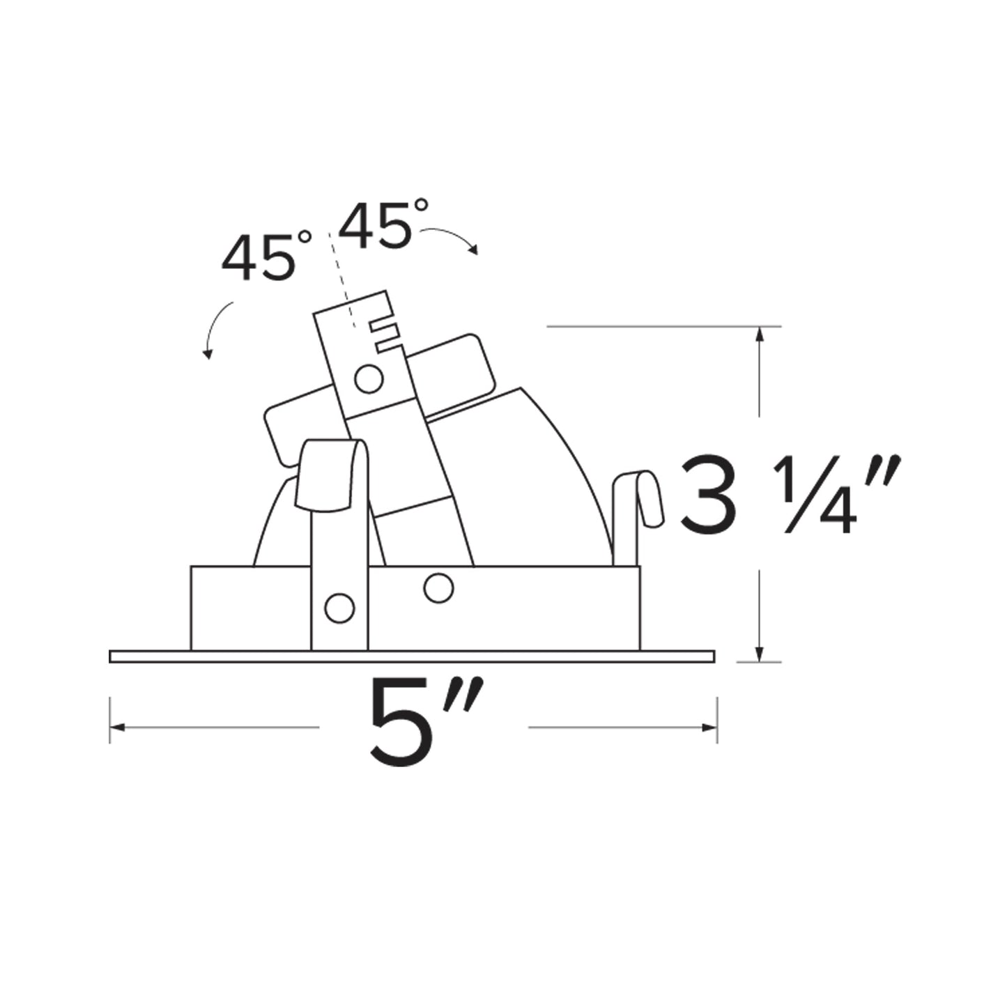 Pex™ 4" Square Adjustable Wall Wash - line drawing.