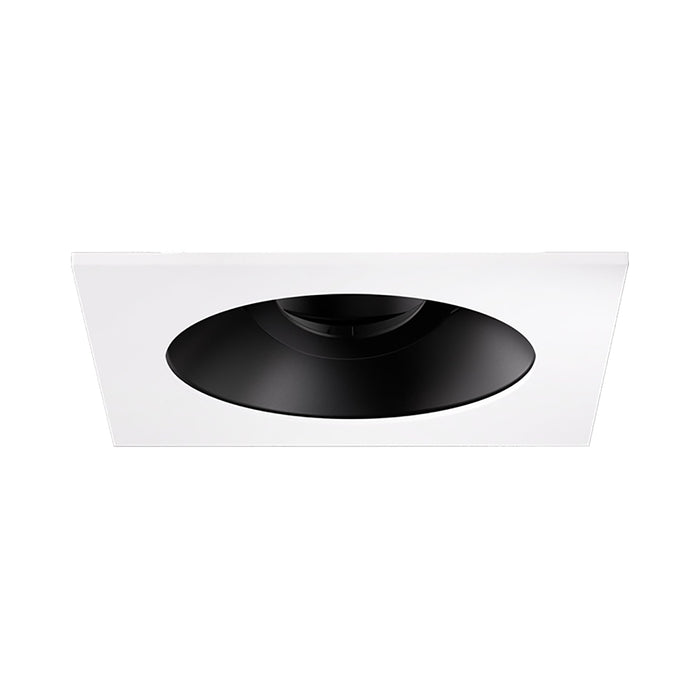 Pex™ 4" Square/Round Adjustable Reflector in Black with White Trim.