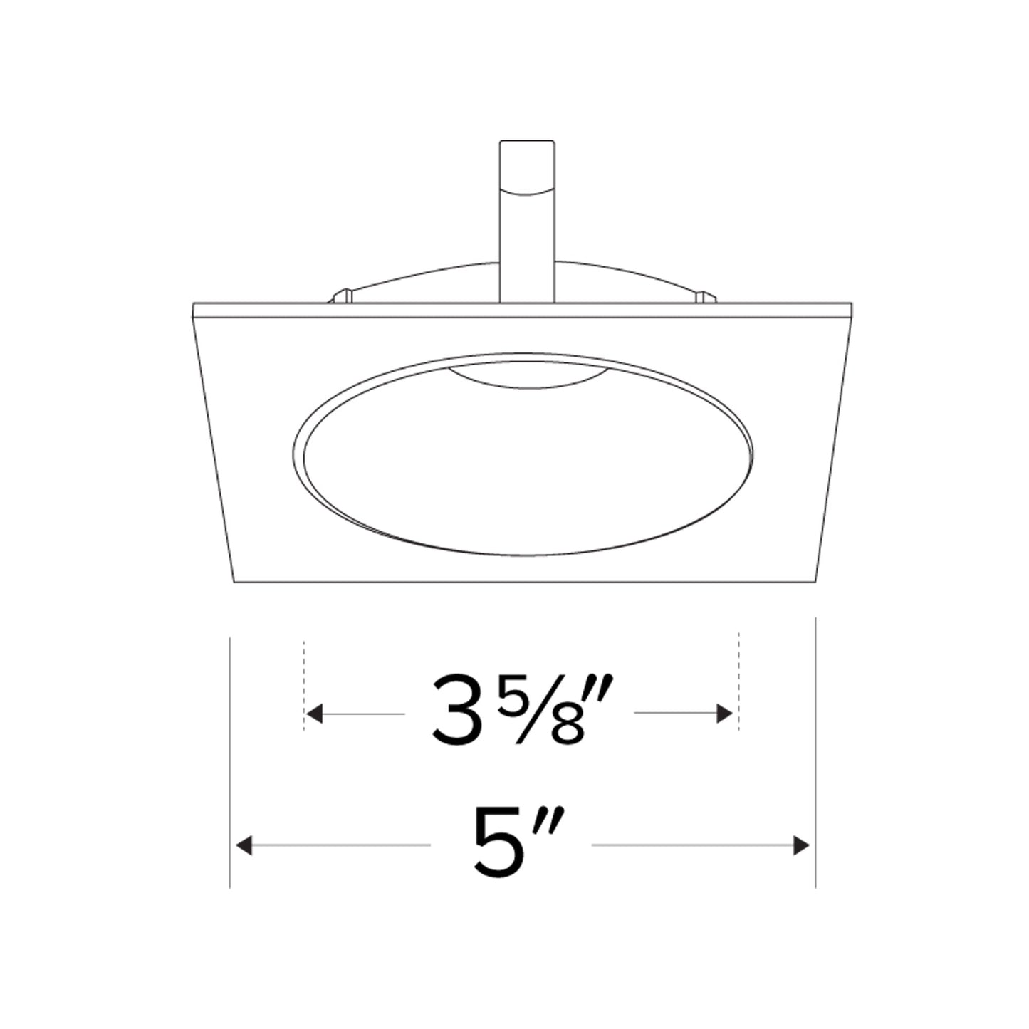 Pex™ 4" Square Shallow Reflector - line drawing.